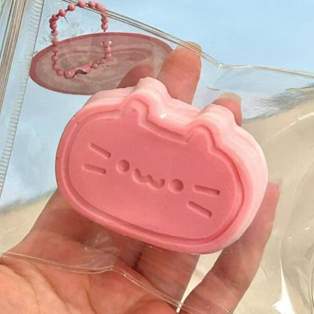 Clover TABA Cat Pudding Squishy Keychain Cute Cheese Kitten Stress Relief Toy (Random Color)