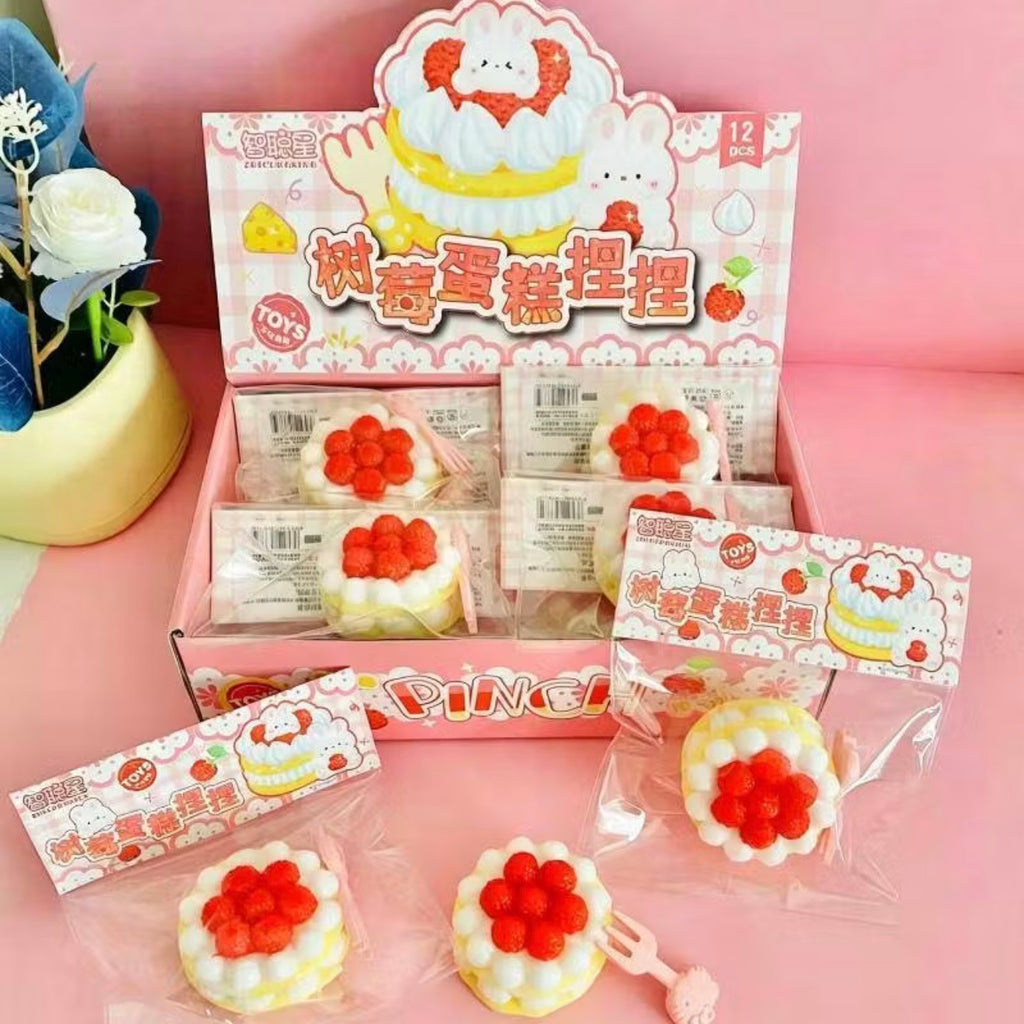 Strawberry Cream Cake Squishy Toy Realistic Dessert Stress Relief Fidget Squeeze Toy