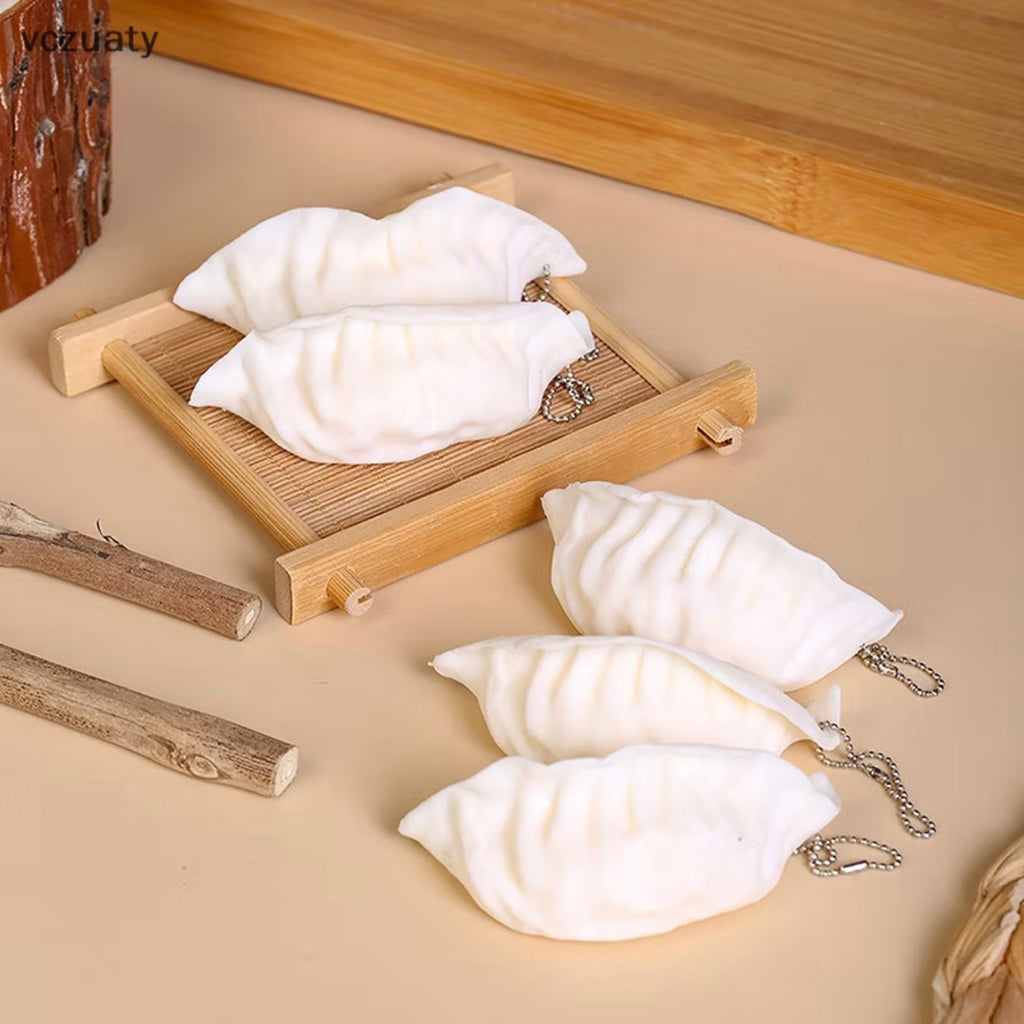 Cute Dumpling Squishy Keychain Kawaii Simulation Food Stress Relief Bag Charm