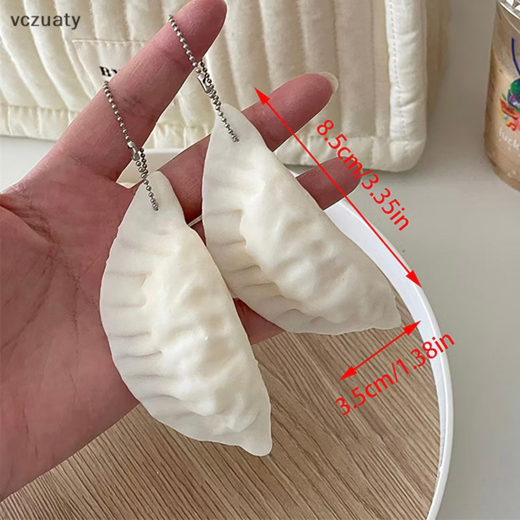 Cute Dumpling Squishy Keychain Kawaii Simulation Food Stress Relief Bag Charm