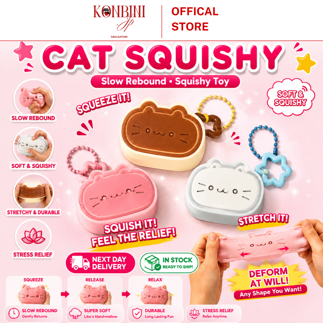 Clover TABA Cat Pudding Squishy Keychain Cute Cheese Kitten Stress Relief Toy (Random Color)